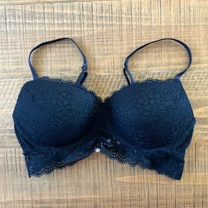 Xhilaration Black Lace Push-up Longline Bra